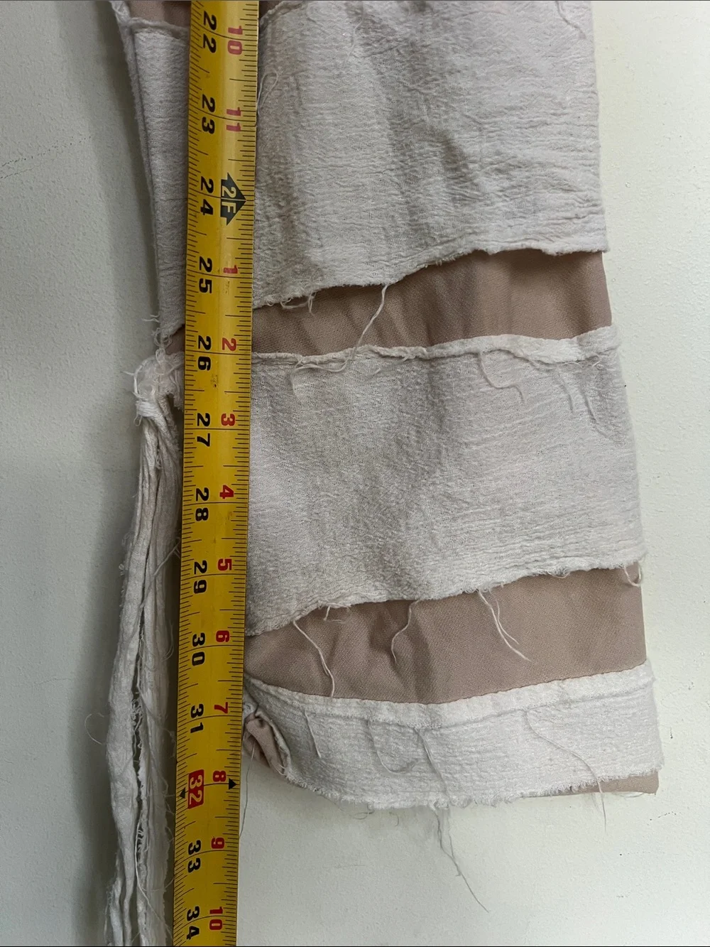 Neutral Striped Hooded Kids Halloween Mummy Costume with Frayed Trim